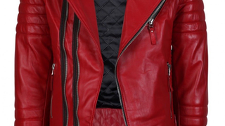 After Halloween Sale 50% OFF Men's Quilted Red Faux & Sheep Leather Slim fit Motorcycle Biker Jacket!<em></em>